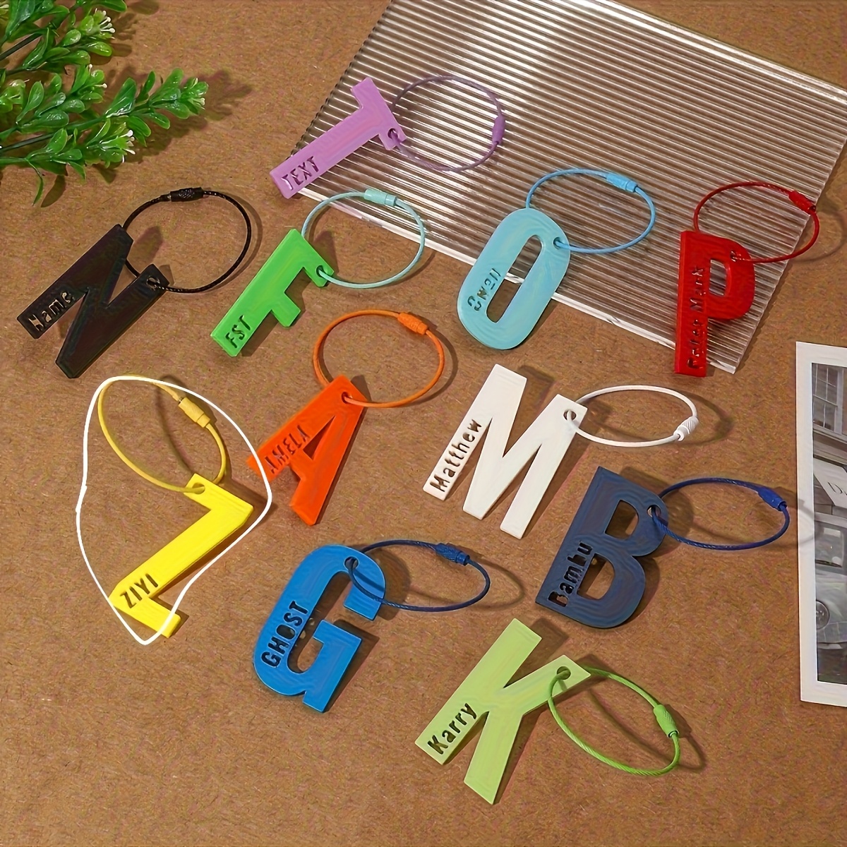TEMU 2d Flat, 2d Flat - Custom 2d Keychain - Frosted Acrylic Name Tag - Minimalist - Matching Family Gift Set - Holiday Gift For Valentine's Day,