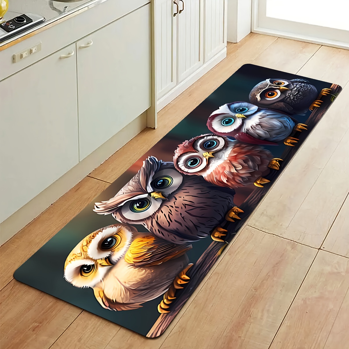 

Owl Kitchen Mat Set, 1pc Flannel Fleece Polyester Non-slip Stain Resistant Lightweight Rug, Dry Clean, Decorative Rectangle Floor Pad For Home Office, Laundry, Bathroom, Dining Area - Holiday Themes