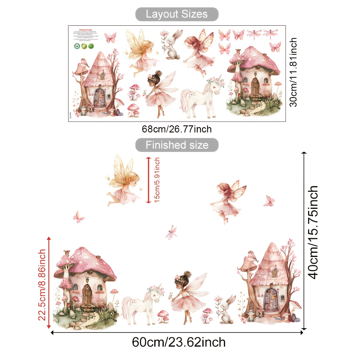 TEMU 1pc Fairy Tale Window Clings Reusable, Mushroom House Unicorn Rabbit Glass Stickers, Fantasy Forest Static Cling Window Decals For Living Room