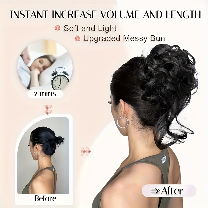 elegant womens synthetic curly donut hair extension easy to style for daily wear christmas parties details 2