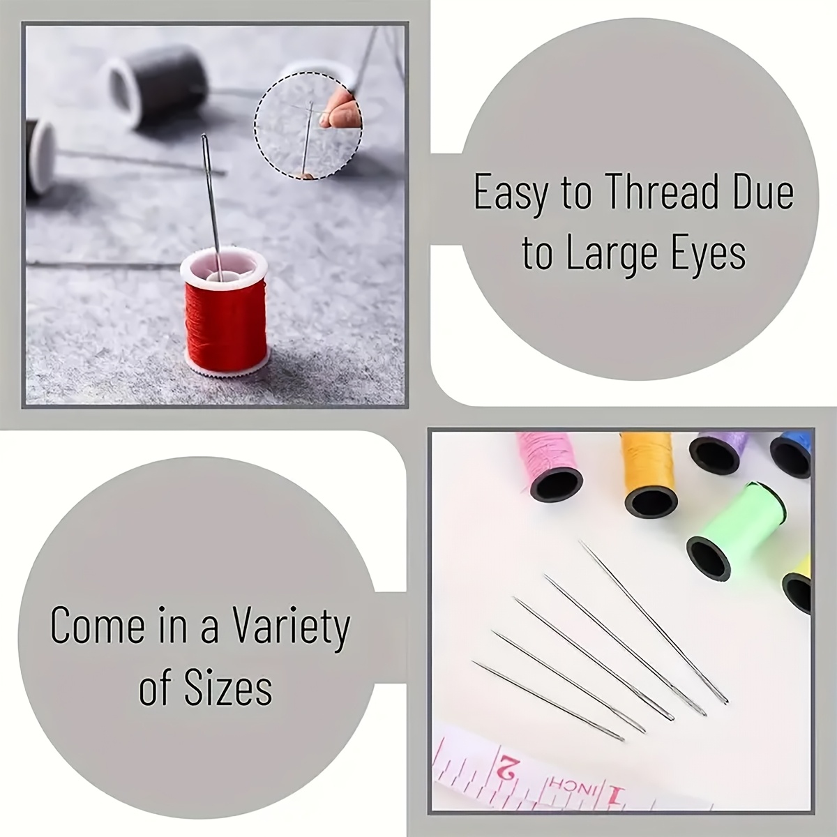 A Set Of 15 Large-eye Sewing Needles, Suitable For Home Use, Hand Sewing, Quilting For The Elderly, With Large Holes For Easy Threading, Suitable For Fine Embroidery And Cross-stitching.