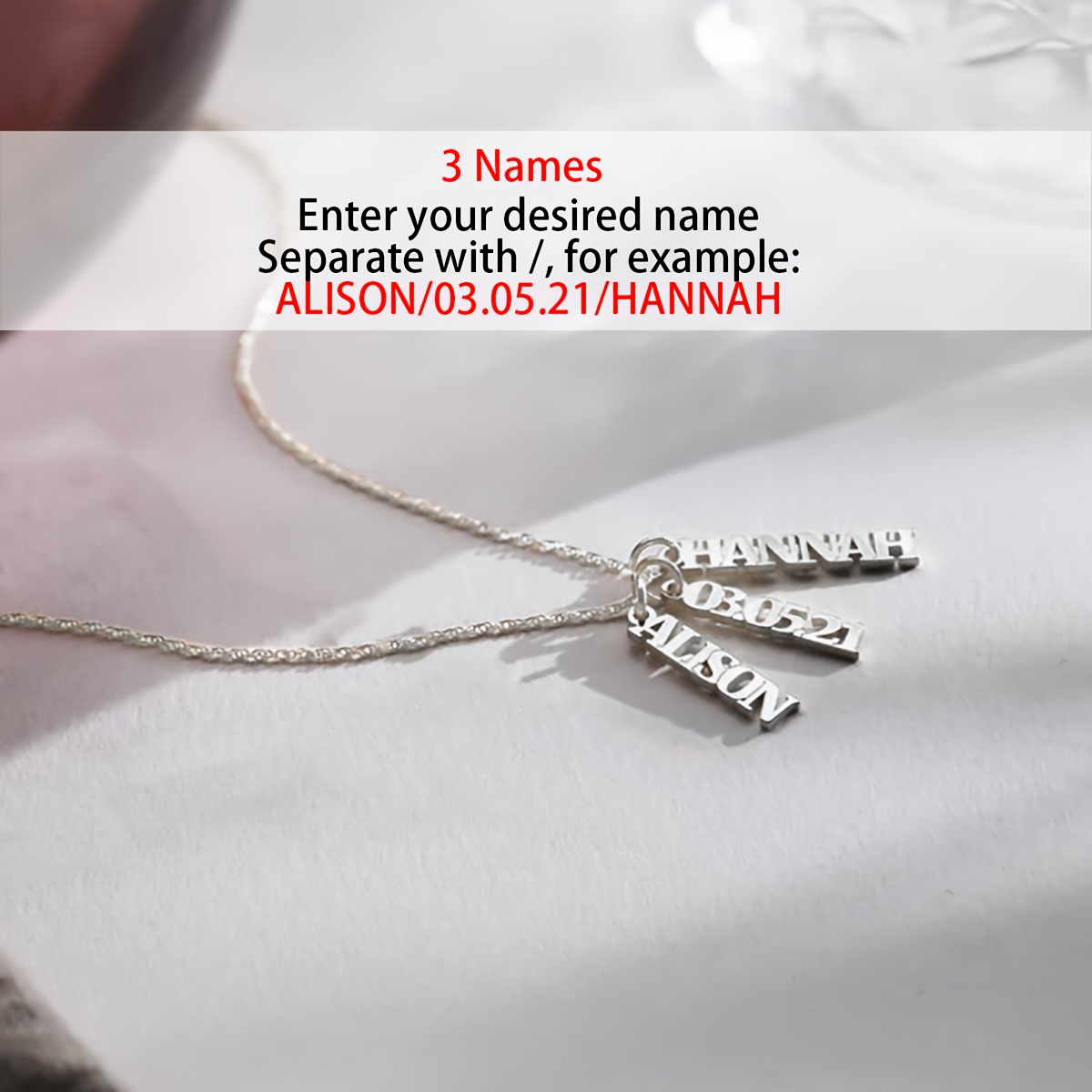 Personalized Vertical Name Necklace with Water Ripple Chain