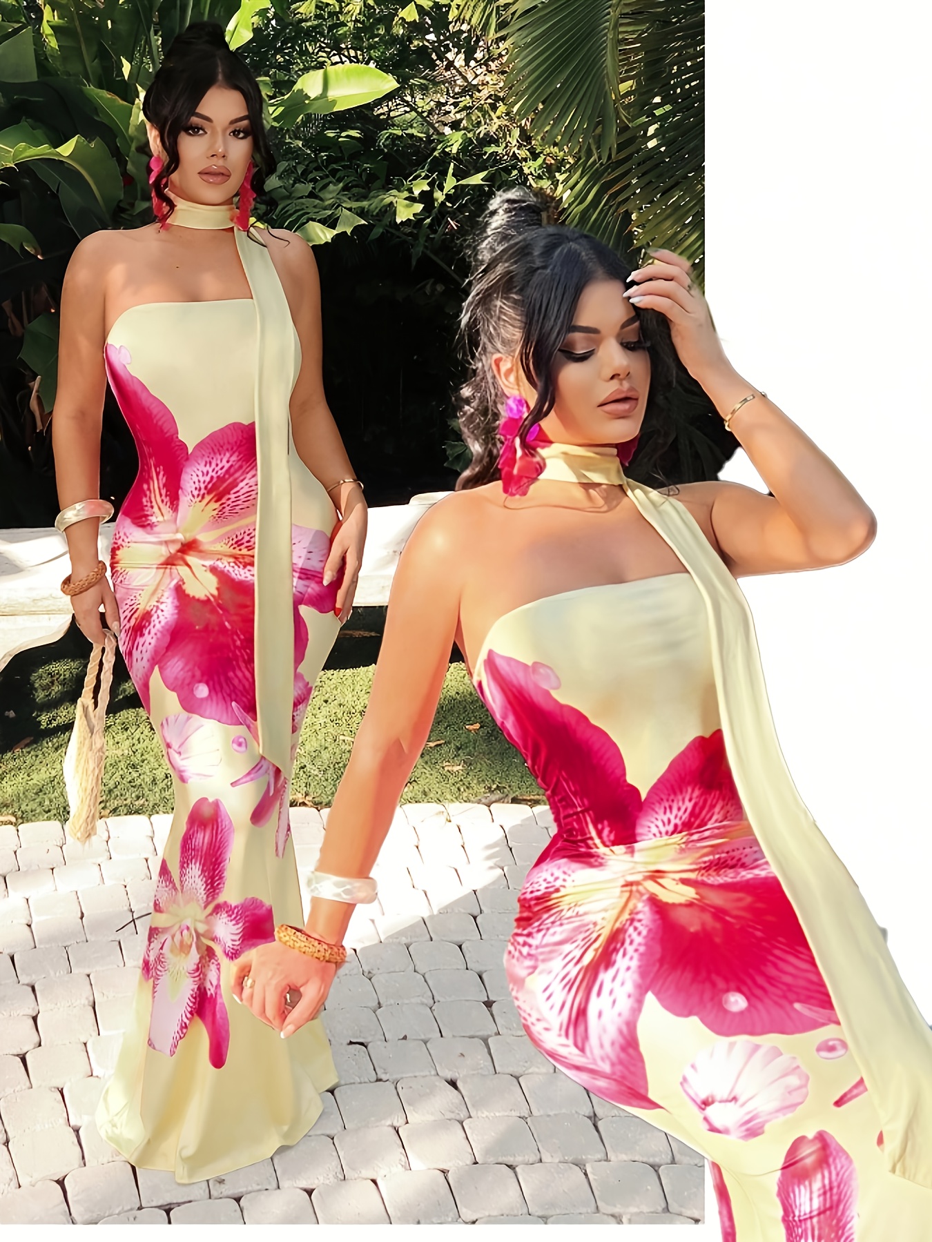 Vestido de Férias com Estampa Floral para Mulher - Luxuoso - ASD1
