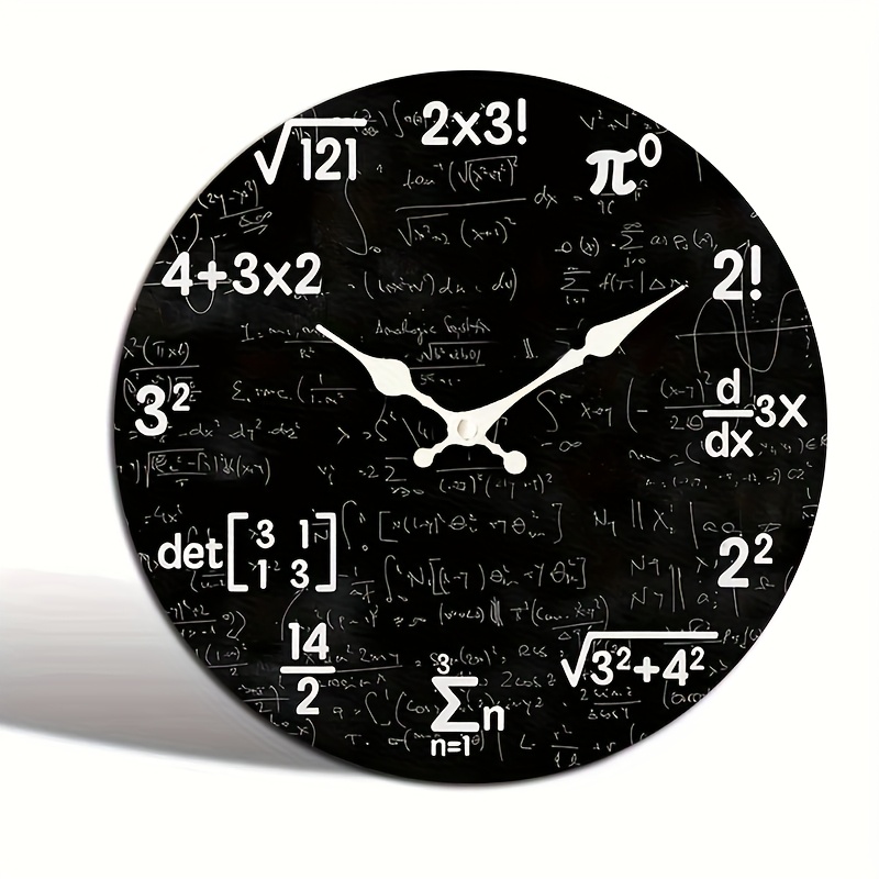 TEMU 1pc Round Clock, Minimalist Creative Mathematical Design Wall Clock, Creative Mathematical Design Hanging Clock, Silent Quartz Round Wooden