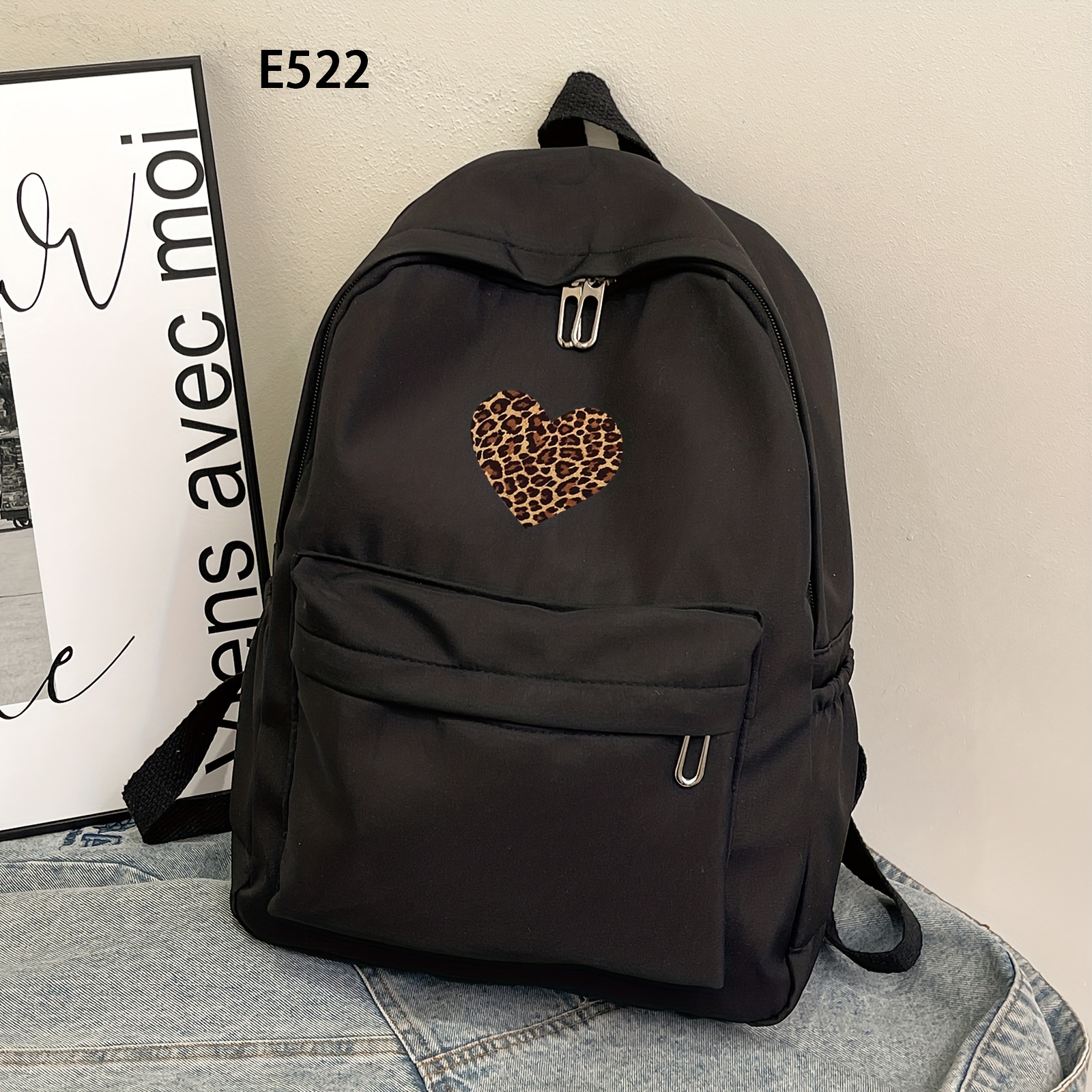 Image of 1pc Leopard Print & School Backpack - Lightweight College Bookbag With Adjustable Straps, Zipper Closure, Durable For /, Travel, University Use - Stylish Student Gift (printed Bookbag)