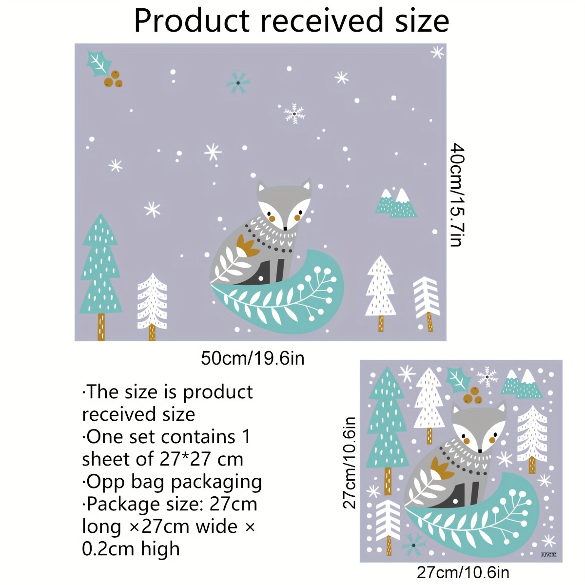 Image of Christmas Fox & Snowflake Window Clings - 10.6"x10.6" Reusable Pvc Static Decals For Bedroom, Living Room, And Balcony Holiday Decor