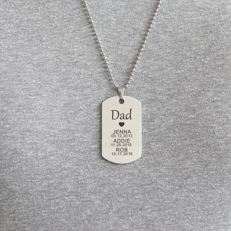 

【customized】men's Army Dog Tag Pendant Necklace Personalized Engraving Text Date Qr Code Stainless Steel Dog Tag Unique Father's Day Gift