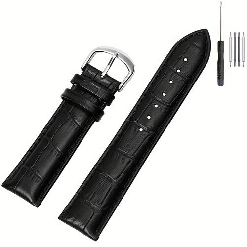 genuine leather watch band for christmas fathers gift 22mm genuine leather watch band adjustable expandable clasp replacement strap for men multi color options spring bar tool 4 springs fit for smart traditional watches