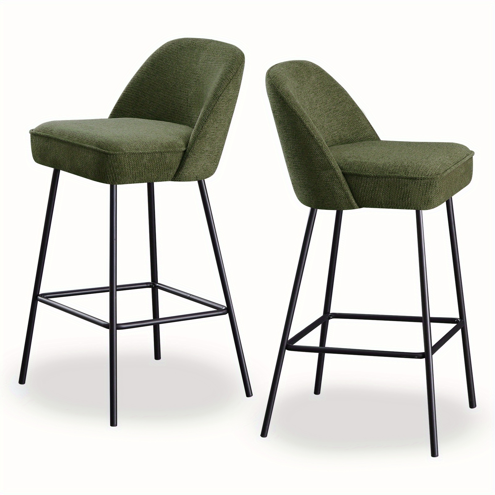 Set Of 2/ 4 Bar Stools With Backrest, Bar Stool With Upholstered And Spring Core, Made Of Linen And Textile Metal Legs For Counter Dining Room, Cafe And Bistro