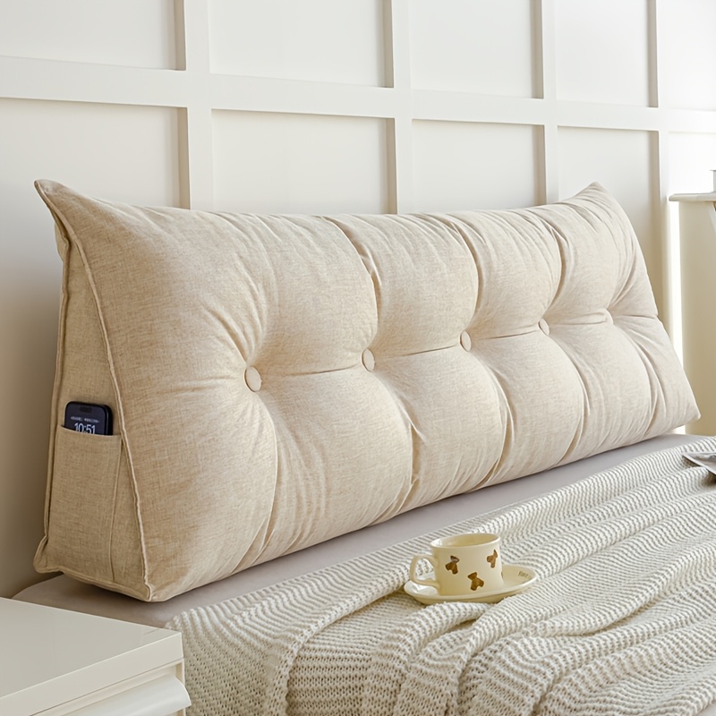 TEMU 1 cuscino da lino, grande cuscino di supporto per schienale con laterale, cuscino di supporto imbottito con con zip rimovibile, per letto, ,