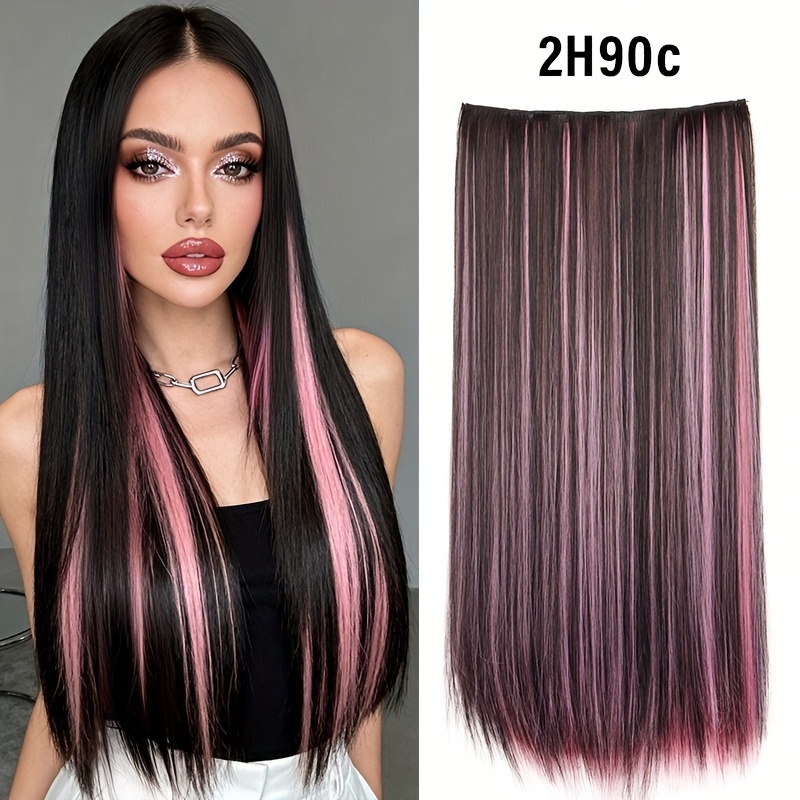 TEMU Synthetic Hair Extension | Fantasy Clip-in Hair - Straight Extension For Halloween & Christmas | 5-