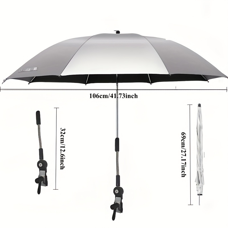 TEMU A Portable Sunshade Umbrella Designed For Outdoor Use, With A Clip For , 360-degree Rotation, And Adjustable Height. It Provides Heat Insulation