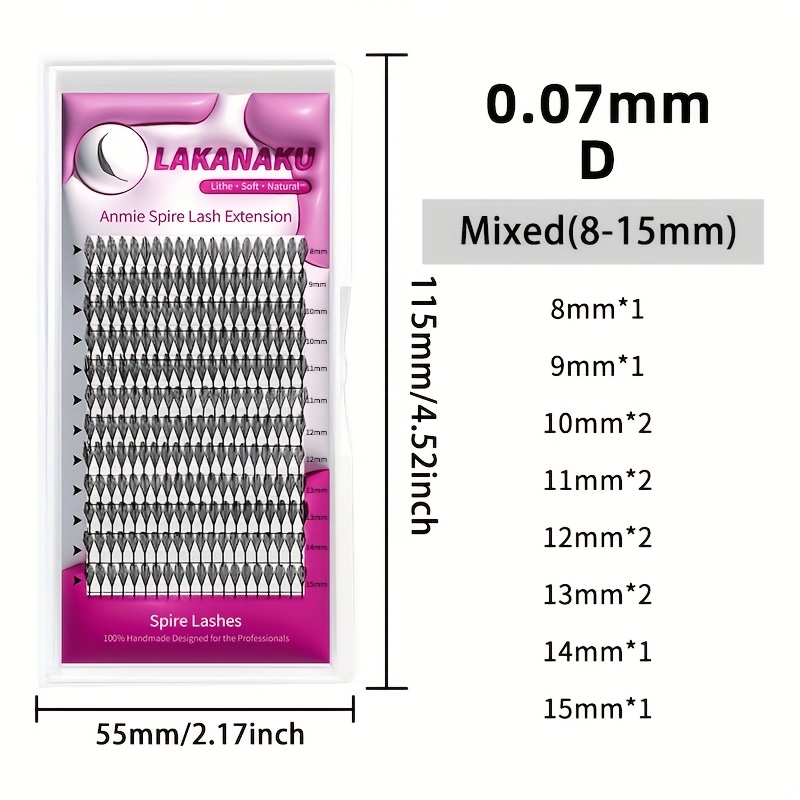 Image of Lakanaku Anime & Feather Eyelash Extensions - Beginner-friendly, Natural To Looks, C/cc/d Mix, 8-15mm, 0.07mm Thin Band, Easy Application For Stunning Anime-inspired Eye Makeup