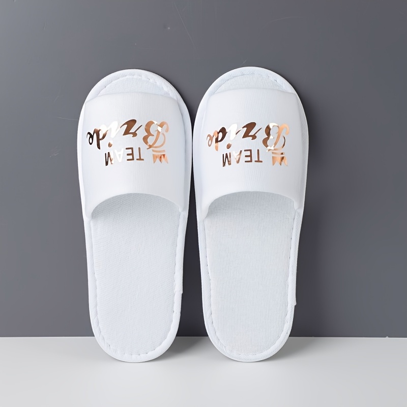 TEMU Ciabatte Monouso Sposa Ciabatte da Matrimonio Lettere Inglesi Paillettes Dorate Ciabatte Monouso da Matrimonio, Scarpe da Donna
