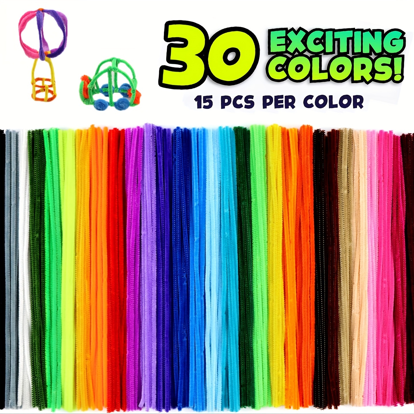 100 Limpiapipas Purpurina Mixta 10 Colores Tallos Chenilla - Temu