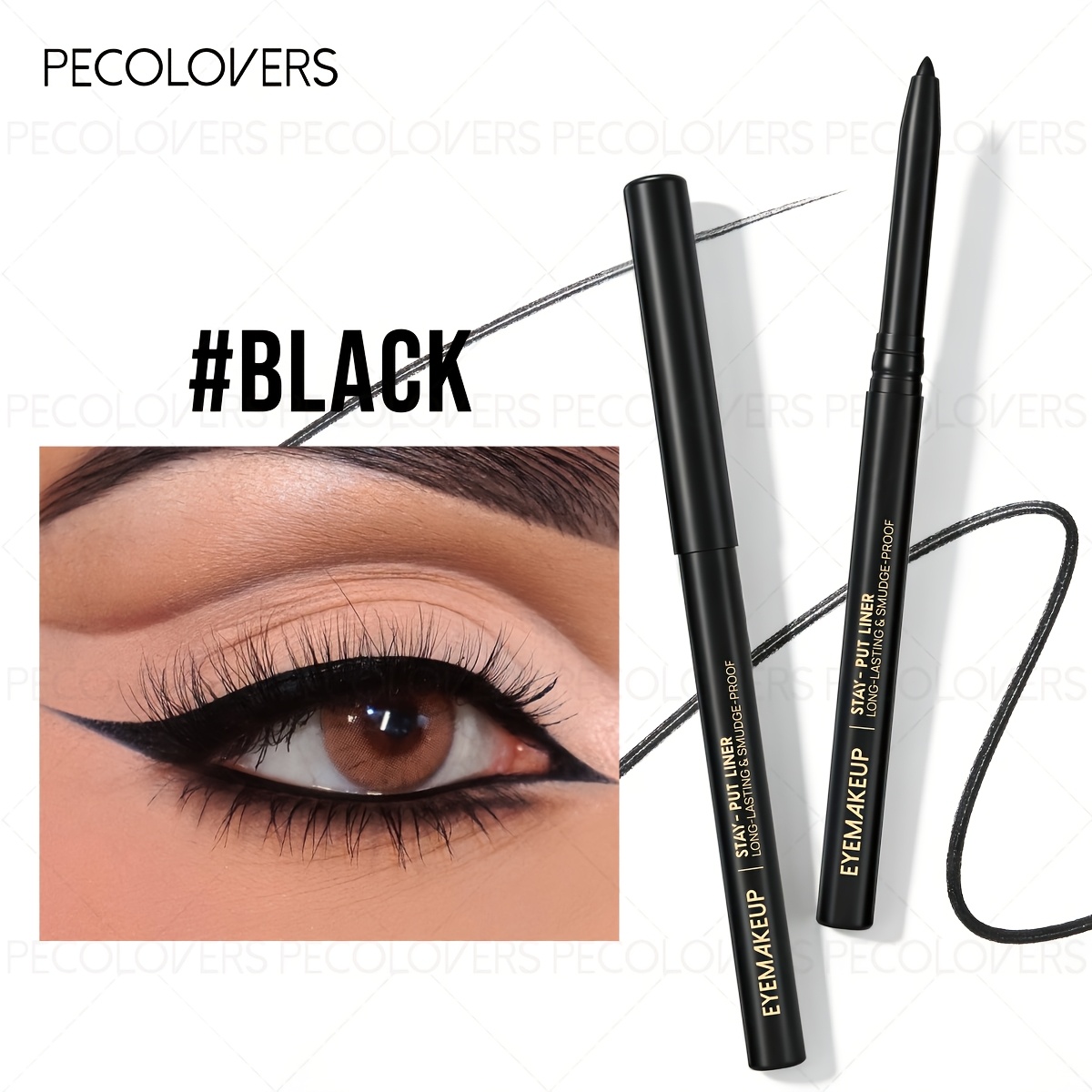 Image of 1pc Black Eyeliner Gel Pencil Long-lasting Waterproof Smooth Matte Quick Drying Non-smudge Eye Liner Gel Pen Makeup