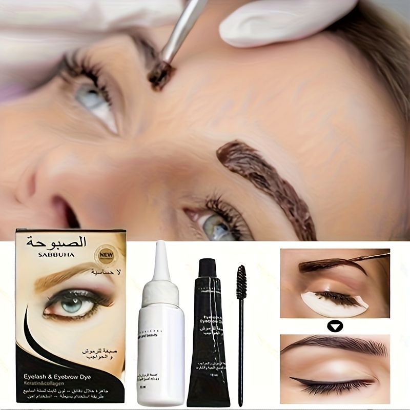 

Eyelash & Eyebrow Dye Kit, Keratin Collagen Conditioning, Semi-permanent Color Cream, Natural Look, Long-lasting Tint