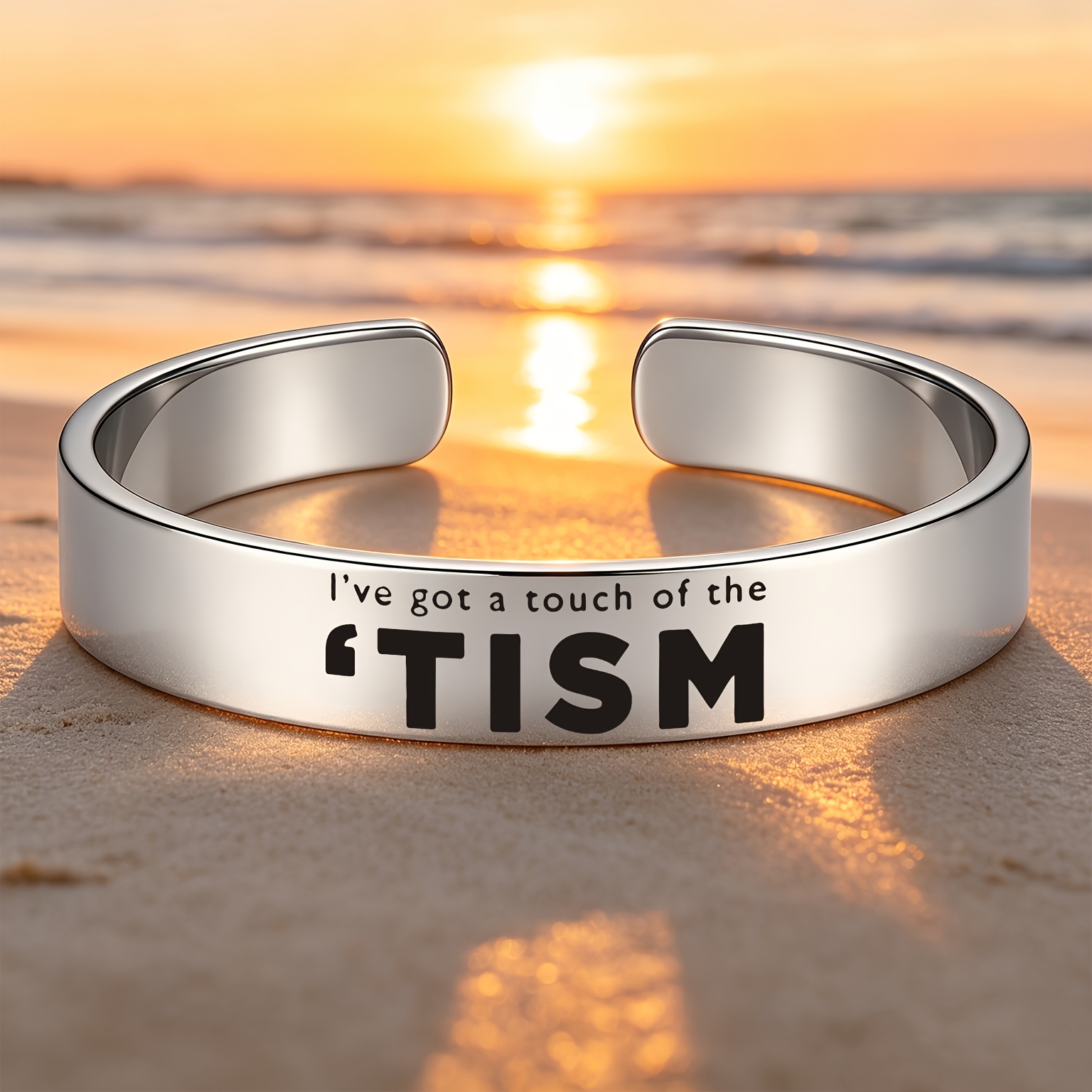Women's Stainless Steel Open Bangle, Self-Acceptance Theme