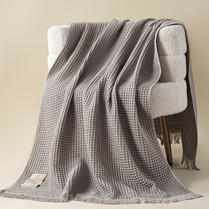Oversized Bath Towel 90 * 180cm, Cotton Waffle Bath Towel - 35x70 Inch King Size | Super Soft And Absorbent, 450 Gsm, Checked Pattern