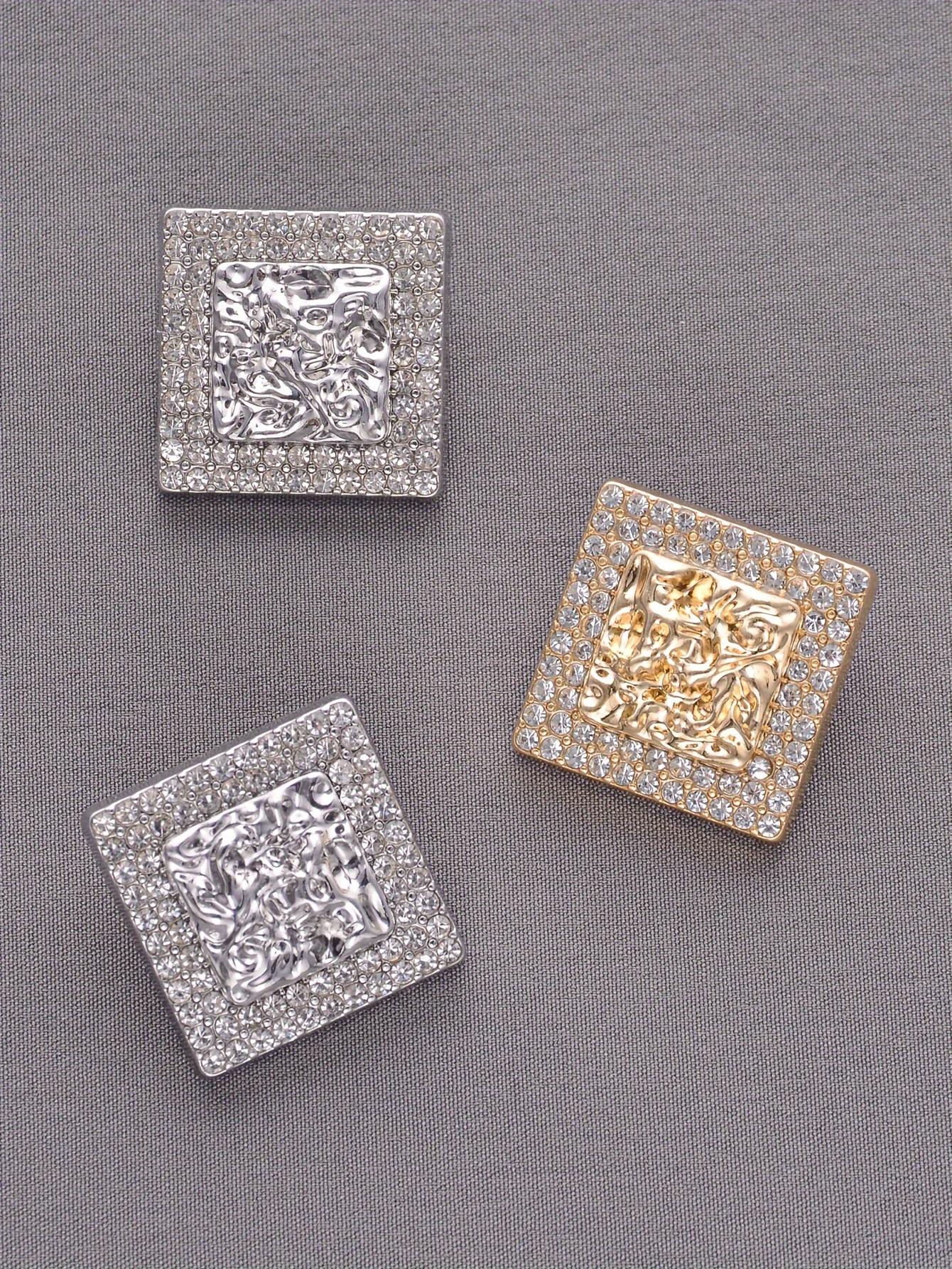 4pcs elegant square   buttons zinc alloy striped design for diy coats jackets shoes bags details 1