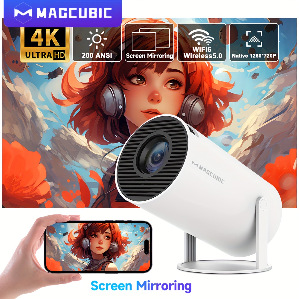 

Magcubic 4k Ultra Hd Portable Projector With Dual Wifi, A3100, 200ansi, 1280x720p, Us Plug, 50,000 Hour , 3d-ready, Home Theater Projector For Streaming & Presentations, Mini Portable Projector