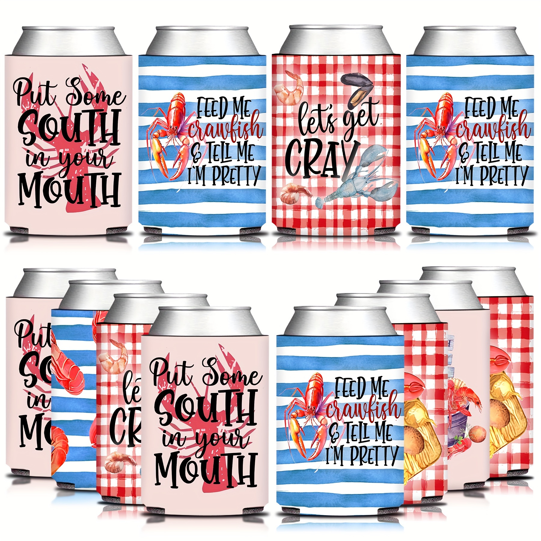 

12pcs Can Cooler Sleeve Set - Summer Parties, Beach Bbqs & Bachelorette Celebrations - No Power Needed, Featherless Fabric Drink Holders