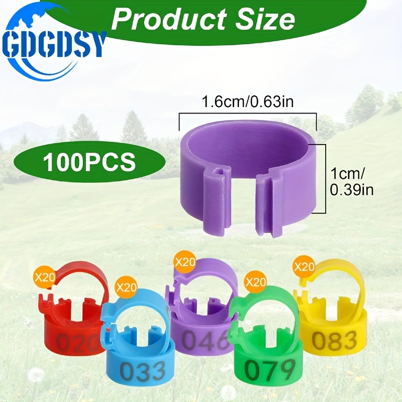 TEMU 100pcs Colorful Chicken Leg Rings, Clip-on Poultry Leg Bands For Ducks Chicks Chicken Guinea Pigeons Goose With 5 Colors For Easy Poultry Identification
