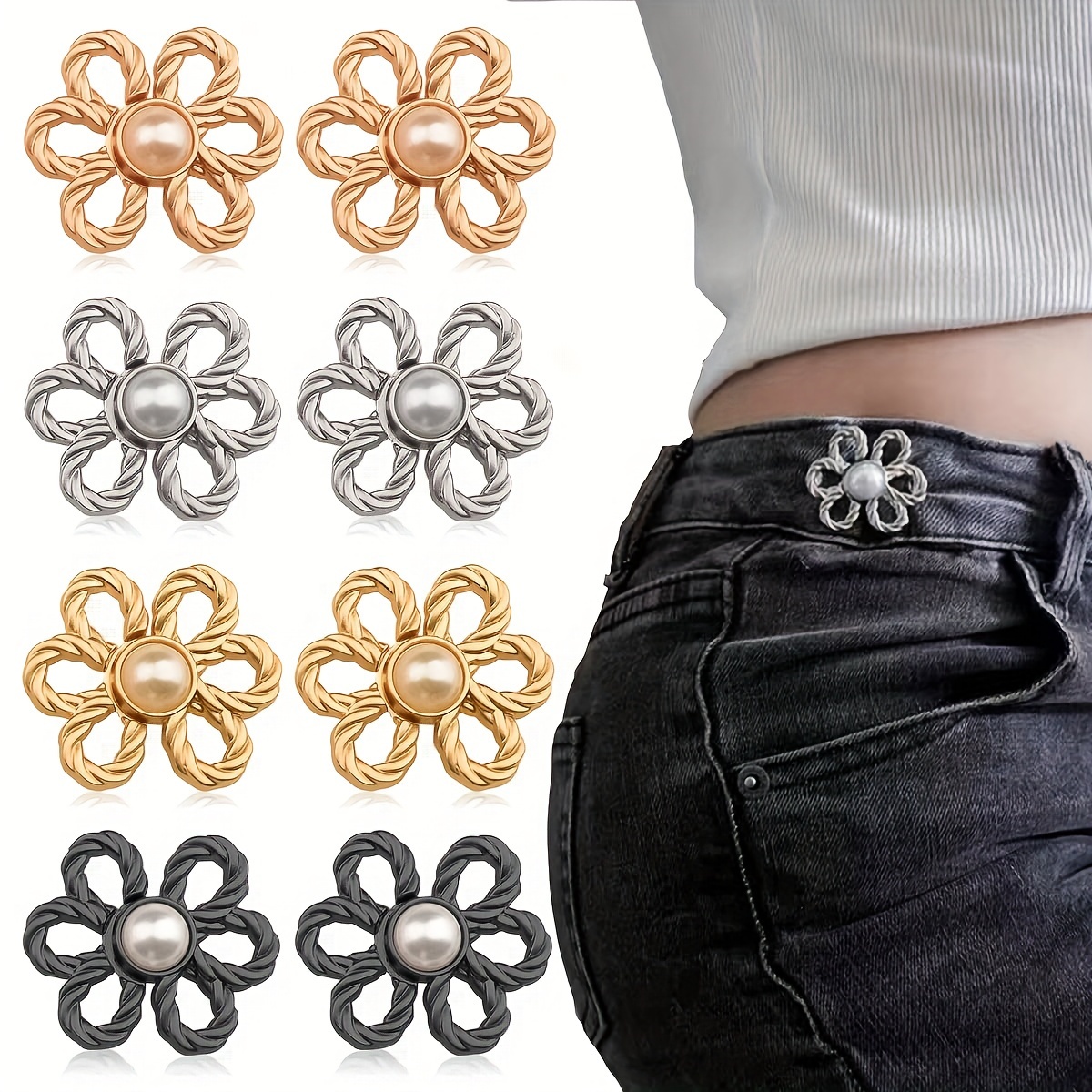 

2 Waist Buckles, , No Sew No Detachable Decorative Waist Tighteners, & , For , Pants, Skirts, Sleeves - Sewing Accessories