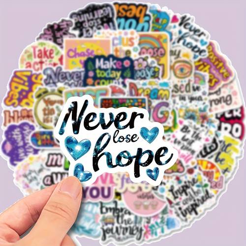 a set of 100 inspirational quote stickers cartoon style motivational stickers self reusable for laptops guitars luggage skateboards and more