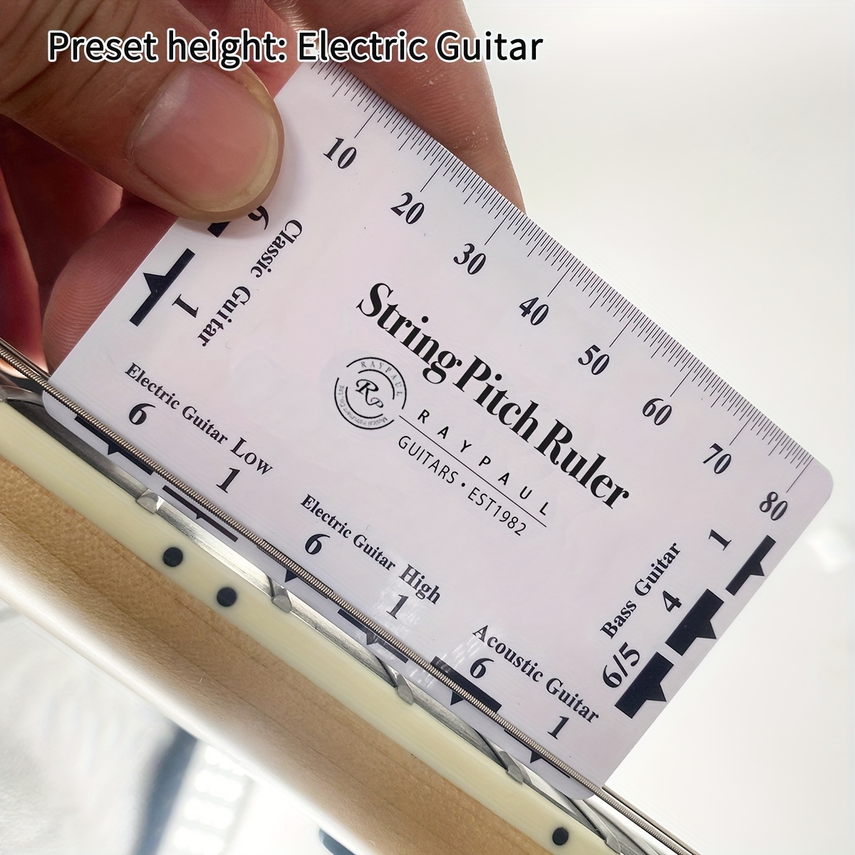 RP Acoustic Guitar String Spacing Measuring Ruler - Precision ABS Tool for Electric, Classical, Bass & Acoustic Guitars - 80mm Scale with Preset Chord Distances for Optimal Setup, Classical Guitar Strings