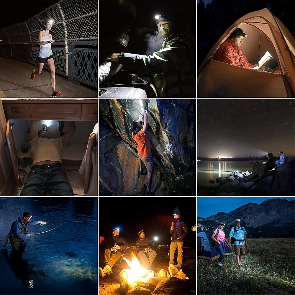 Rechargeable Ultra-Bright LED Headlamp with Red Warning Light