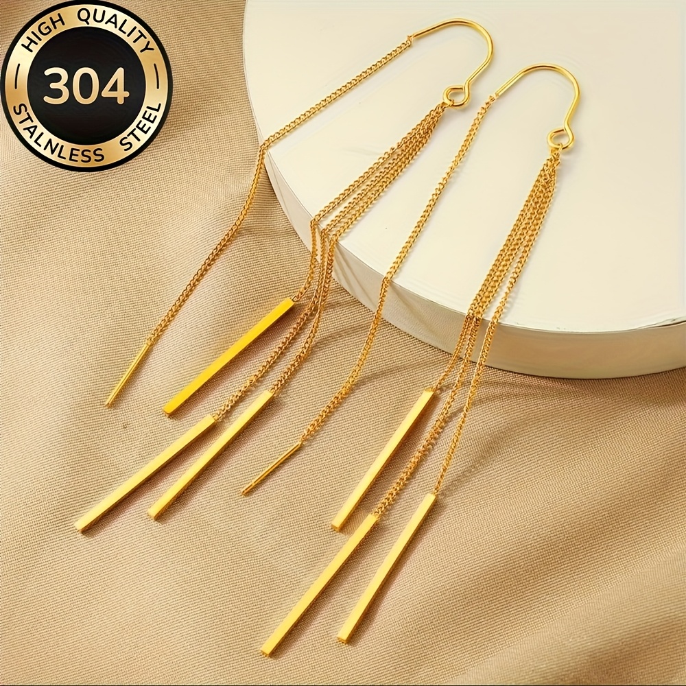 E-shop Hypoallergene goldene Quasten-Ohrringe aus Edelstahl, lichtecht, bequem und vielseitig, einfach und elegant, hochwertige Damenmode-Ohrringe,