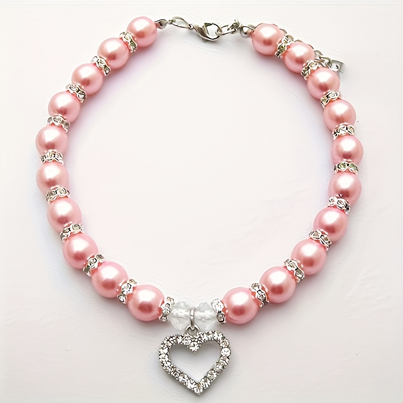 TEMU Collier de perles cœur pour chien et chat, bijoux, accessoires pour de petits animaux