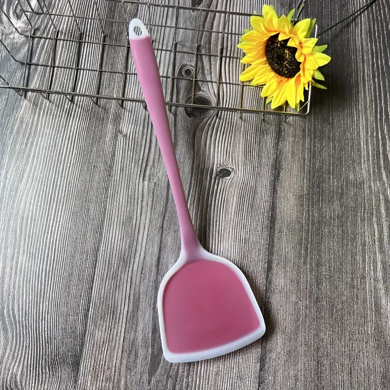 1pc heat resistant semi transparent silicone spatula with extended and handle suitable for non stick pans dishwasher safe kitchen cooking tool for stir frying eggs and fish Product details 8