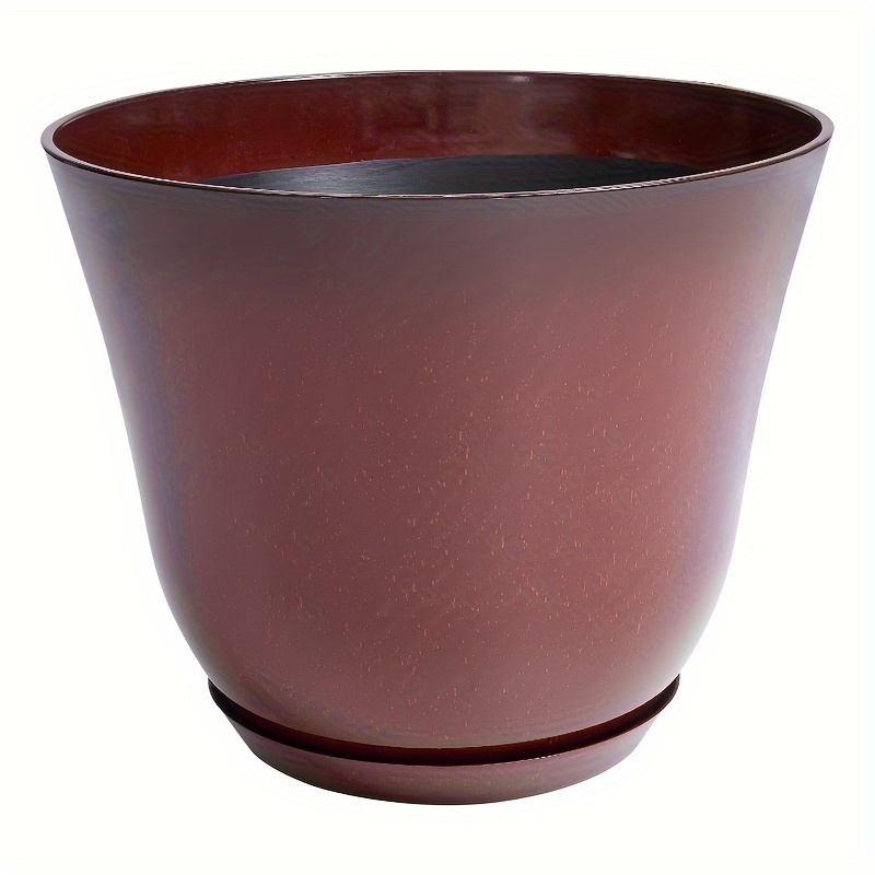 

22inch Red Plastic Planter With Attached Saucer - Durable, Frost & Fade Resistant