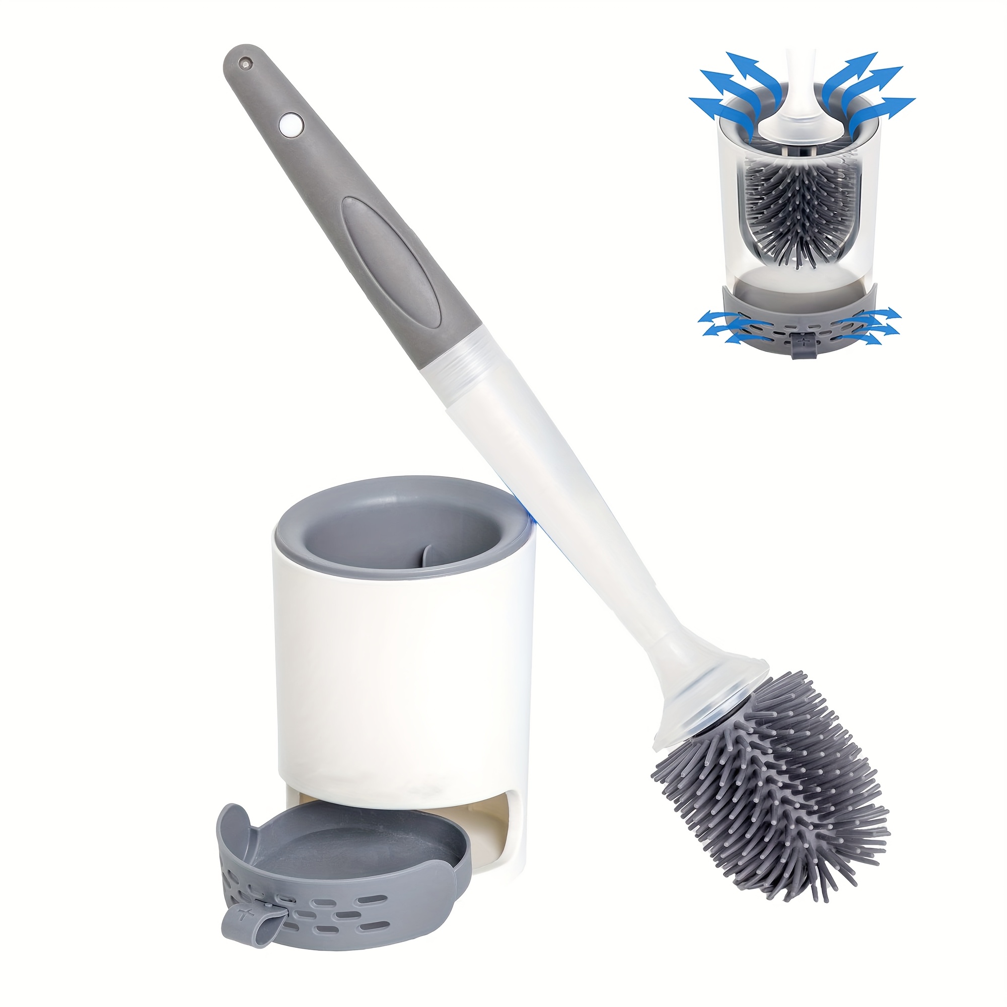 Toilet Brush And Cleaning Solution, White, Wall-mounted, No Drilling Required, Christmas/halloween Gift Decoration