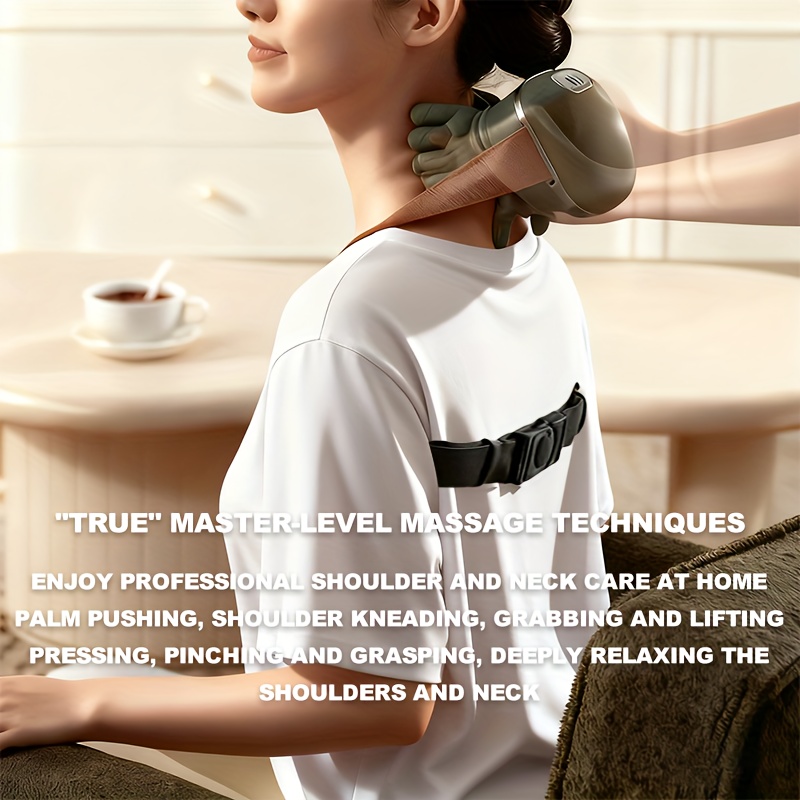 shoulder neck massager with 5 simulated fingers   kneads   muscle and soothes cervical spine palm like heat compress portable christmas gift Product details 0