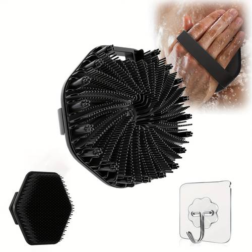 silicone handheld manual facial cleansing brush silicone body scrubber soft rubber bristles bath brush for women sensitive light beige quick hygienic sud booster