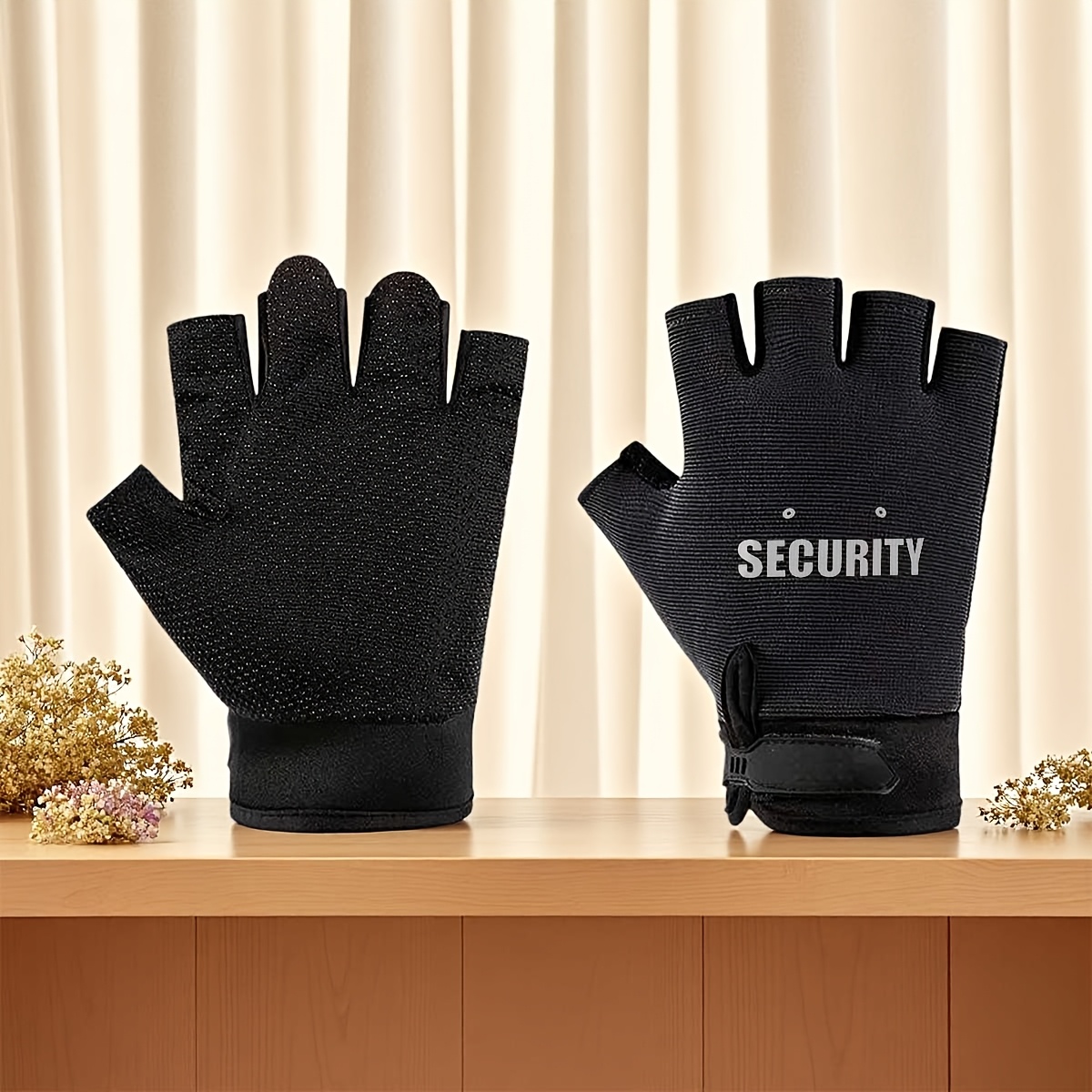 TEMU 1 paire de gants d'extérieur doigts en polyester respirant et léger avec support de poignet réglable pour la pêche, la randonnée, le camping, le