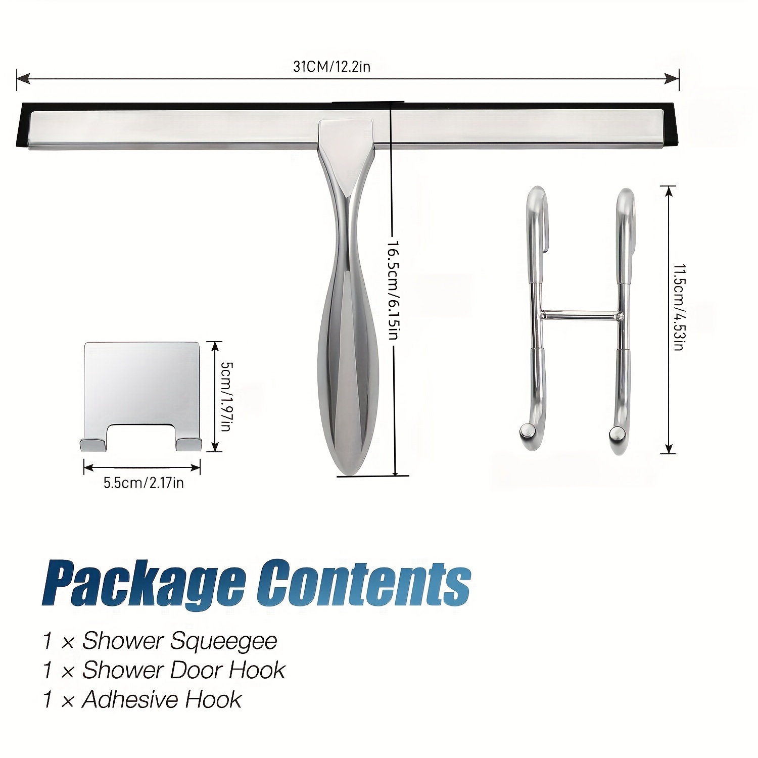 TEMU 1set Shower Scrapers - Scrapers For Shower Glass Doors, Quality Scrapers For Glass Doors, Bathrooms, Windows And Car Glass, Stainless Steel Scrapers For Shower Doors
