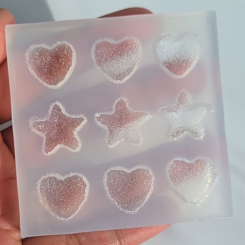 

6-cavity Silicone Mold For Epoxy Resin Jewelry - Translucent Heart & Star Shapes, Flexible And For Diy Crafting And Earring Making, Silicone Resin Molds