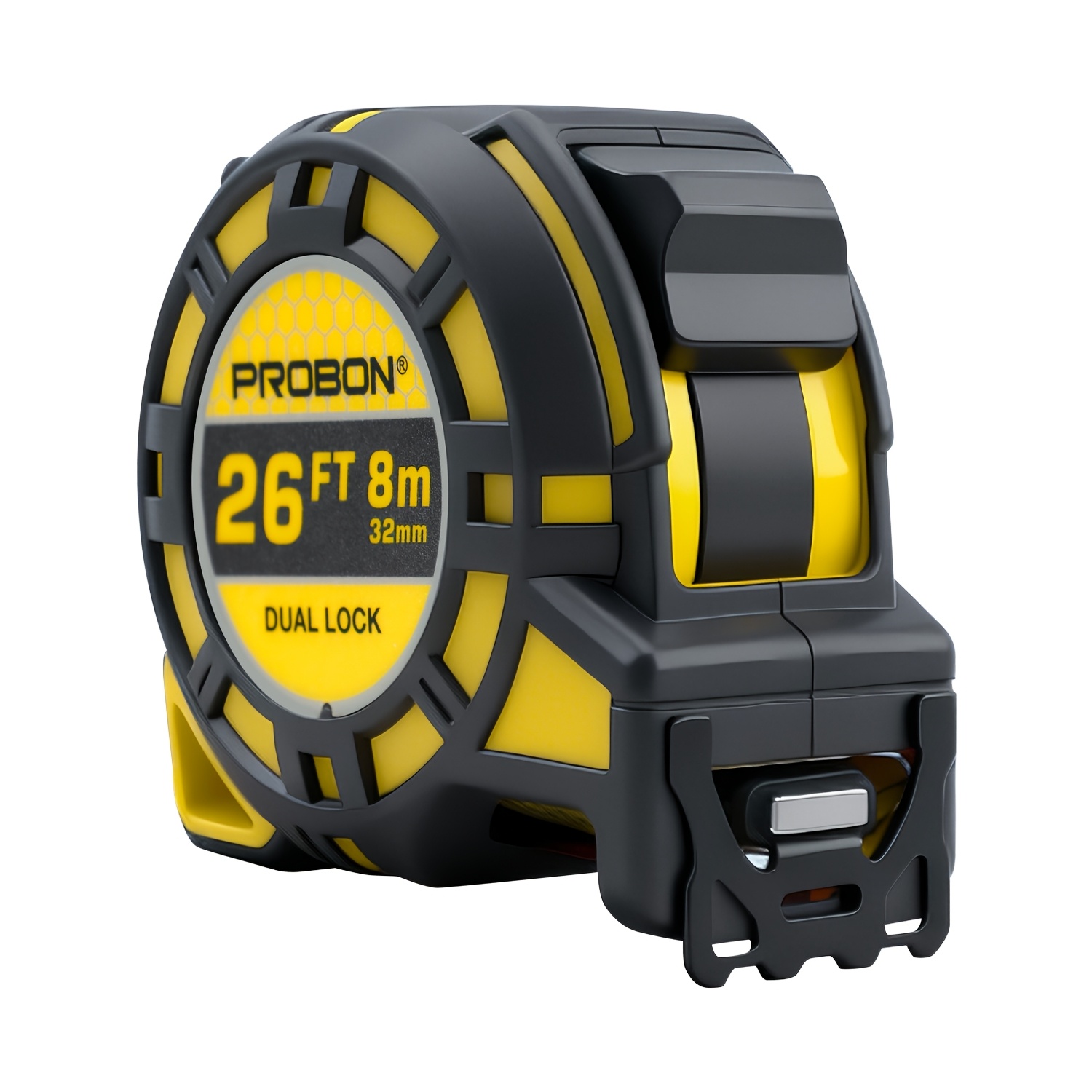 TEMU Probon 26ft/8m Tape Measure, Double-sided Printing, Dual , Magnetic Hook, High-carbon Steel, Shockproof , Professional Measuring Tape For