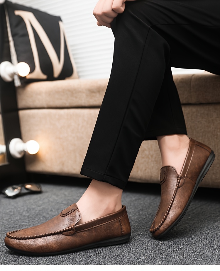 Men's Slip-On Loafers - British Style Breathable Casual & Dressy Shoes, All-Season Comfort with EVA Sole, Low-Top Round Toe Design for Office, Semi-Formal & Casual Attire, Comfy Shoes