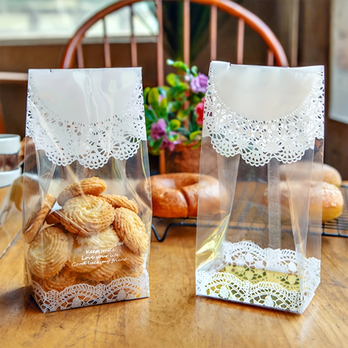 

50 Large Size Clear Cookie Storage Bags - Reusable Storage Bags - Keeping Desserts Fresh And Organized