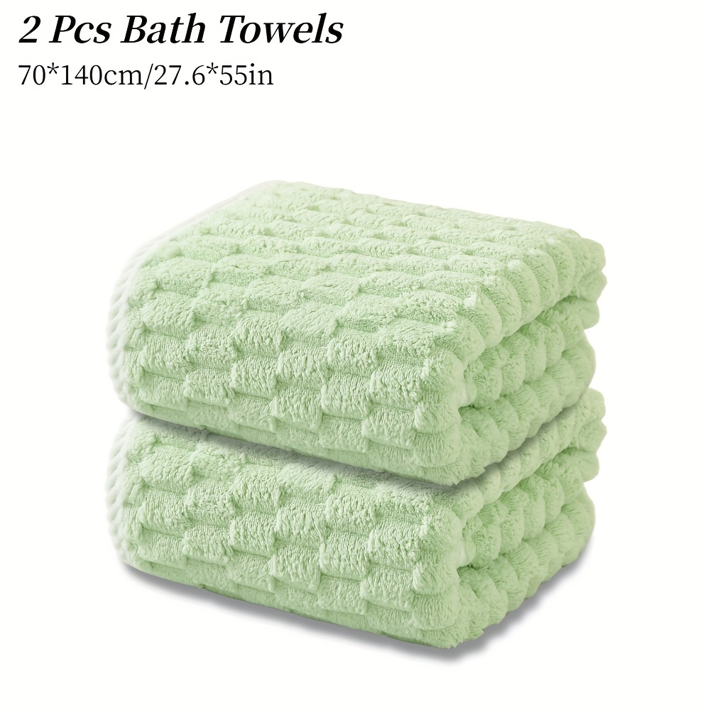 Image of 2pcs Bath Towels, 70*140cm/27.6*55in, Cloud Velvet, Fluffy Feel,coral Velvet Towels, Microfiber, Absorbent, Quick-drying, Soft And Comfortable, Bathroom Supplies, Towels For Bathroom, Shower, Hotel