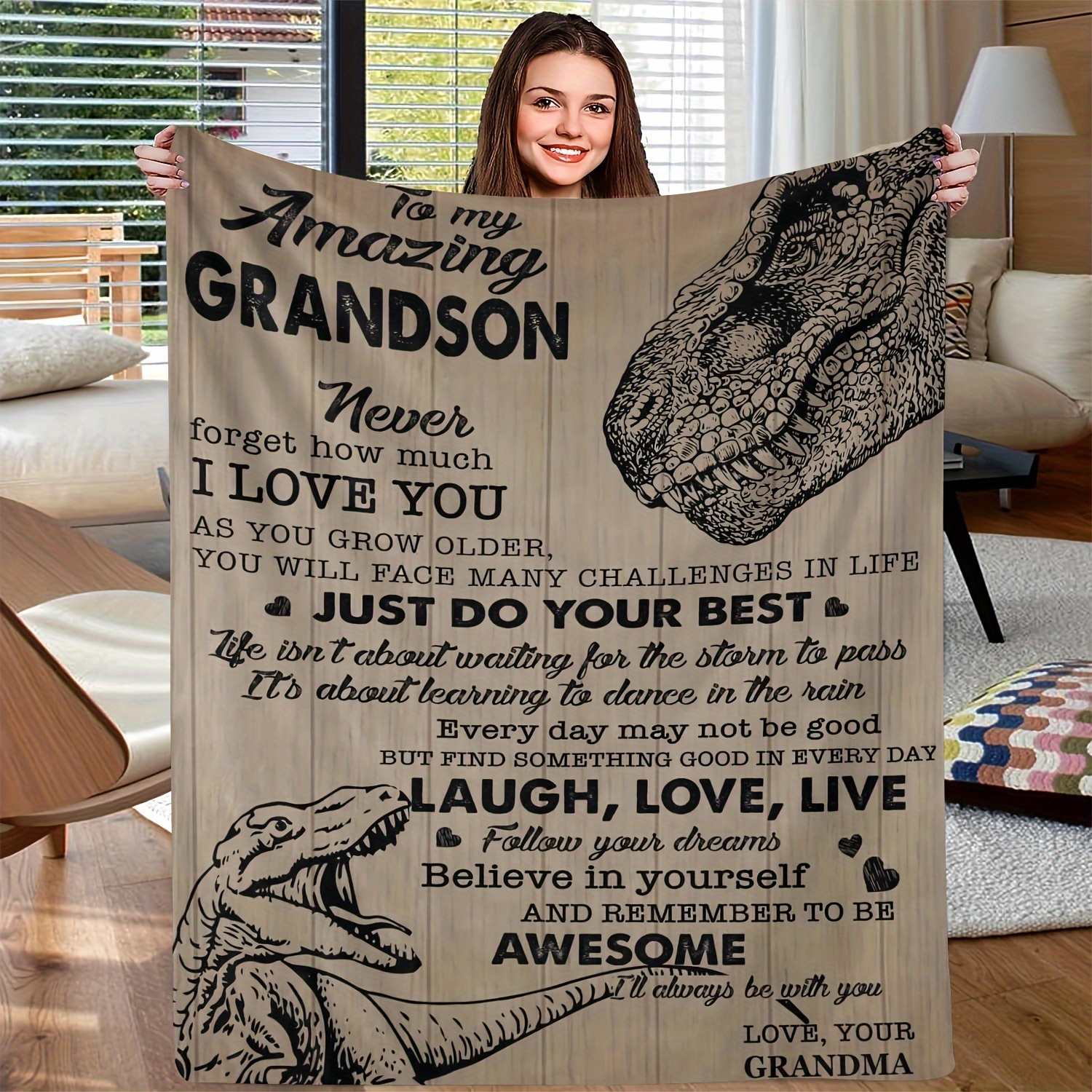 

Cozy Dinosaur-themed Flannel Throw Blanket - Perfect Gift For , For Couch, Bed, Office, And Travel