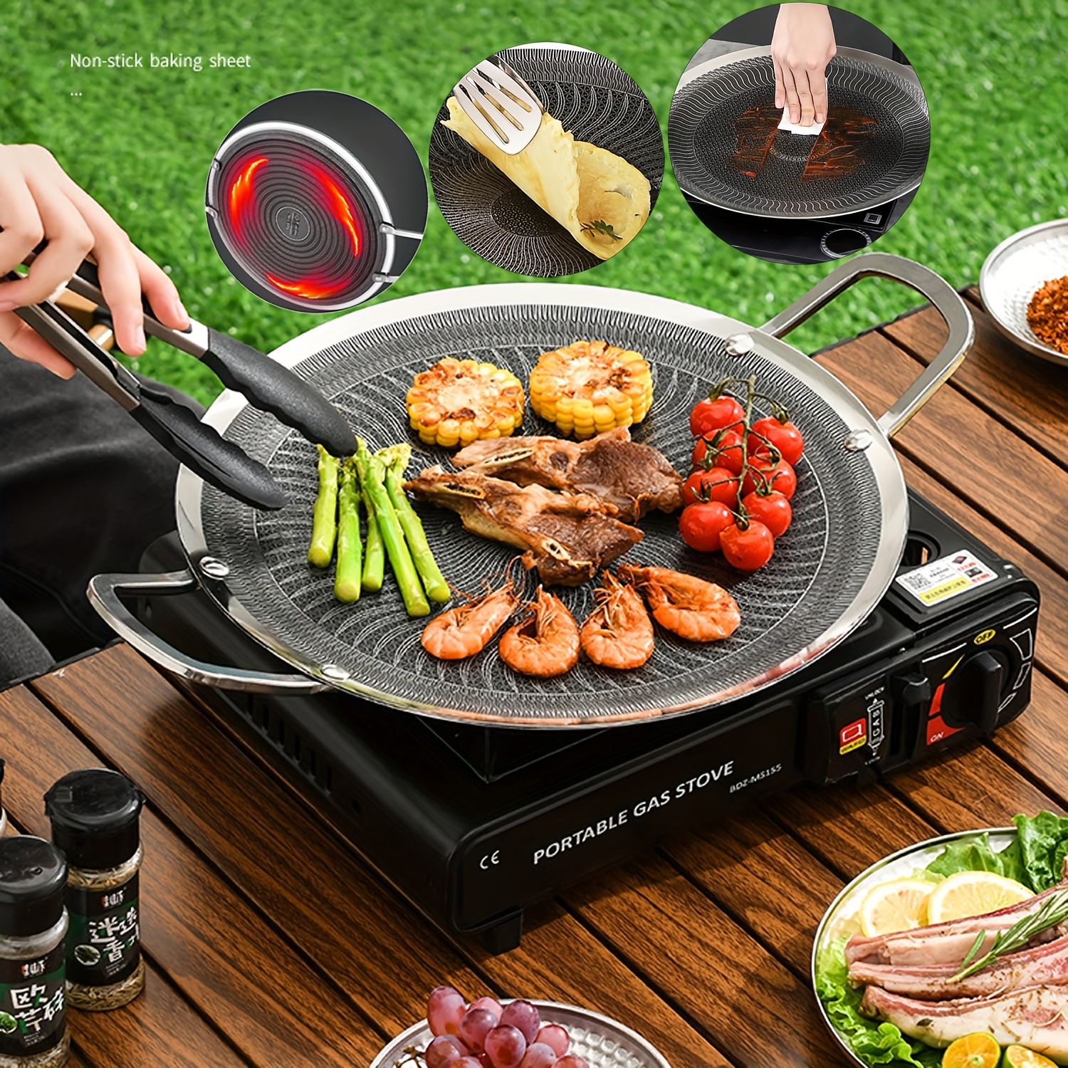 Stainless Steel Griddle Flat Top Grill With Charcoal Grill