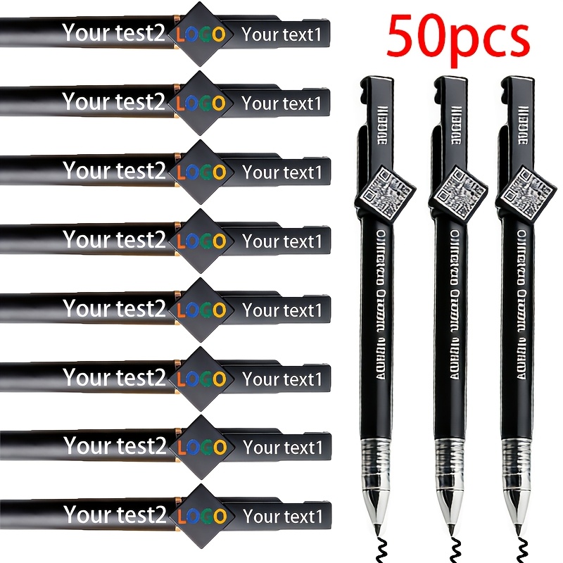 TEMU 50pcs Gel Pen Of Personalized Logo Pens For Corporate Marketing, Featuring Touch-sensitive Spray Options, Water-based Signature Pens, And Office