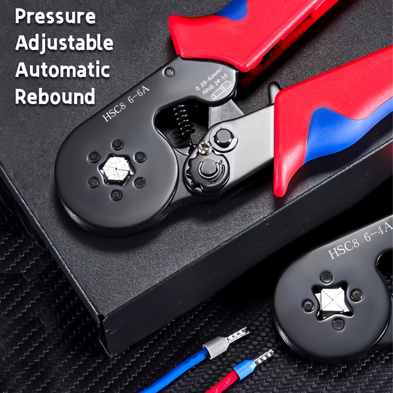 

1pc Ratchet Crimping Pliers, Pressure Adjustable Automatic Rebound, Metal Wire Terminal Crimper Tool, Multi-type Connectors For Electricians