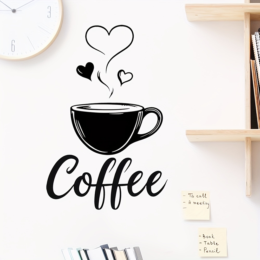 Creative English Coffee Stickers For Tea Room, Lounge, Coffee Decals, Decorative Wall Stickers For Bedroom, Living Room, And Room Decor